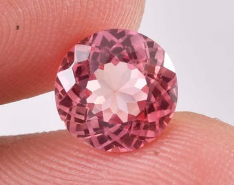 3,50 Ct Natürlicher Pfirsich Rosa Morganit Rundschliff Lose Edelstein GIT zertifiziert 9 x 9 MM, AAA + Top Qualität Morganit, Ring & Schmuck machen Edelsteine