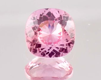 6.35 Ct Natural Peach Pink Morganite Cushion Cut Loose Gemstone Certified 10x10 MM, AAA+ Top Quality Morganite, Ring & Jewelry Making Gem