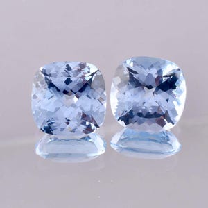 1 Pair Natural Flawless Blueish AQUAMARINE Cushion Cut Loose Gemstone GIT Certified, AAA+ Top Quality Aquamarine, Ring & Jewelry Making Gem