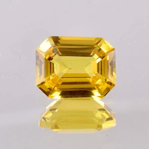 8.15 Ct Natural Yellow Ceylon Sapphire Emerald Cut Loose Gemstone Certified 9x12 MM AAA+ Top Quality Sapphire, Ring & Jewelry Making Gems