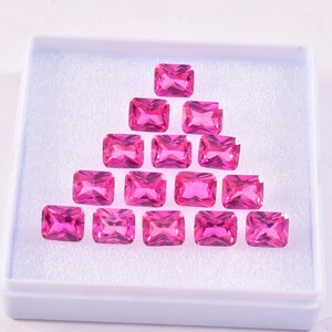 100 Pcs Natural Flawless Pink Ceylon Sapphire Emerald Cut Loose Gemstone GIT Certified, AAA+ Top Quality Sapphire, Ring & Jewelry Making Gem