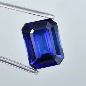 12x14 MM Natural Royal Blue Ceylon Sapphire Emerald Cut Loose Gemstone Certified, AAA+ Top Quality Sapphire, Ring & Jewelry Making Gemstone