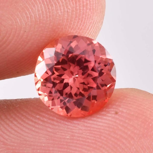 3.95 Ct Natural Ceylon Padparadscha Sapphire Round Cut Loose Gemstone Certified 9x9 MM, AAA Top Quality Sapphire, Ring & Jewelry Making