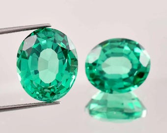 1 paar natuurlijke onberispelijke groene Colombiaanse smaragd ovaal geslepen losse edelsteen gecertificeerd, AAA+ smaragd van topkwaliteit, edelstenen voor het maken van ringen en sieraden