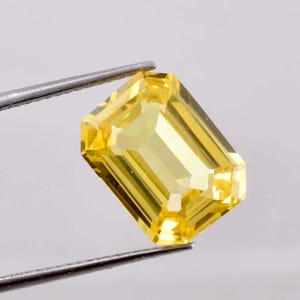 6.80 Ct Natural Yellow Ceylon Sapphire Emerald Cut Loose Gemstone Certified 9x12 MM AAA+ Top Quality Sapphire, Ring & Jewelry Making Gems