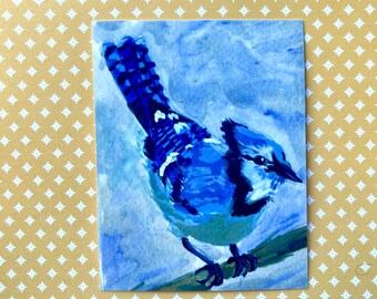 Gouache Painting Series Blue Jay vinyl sticker