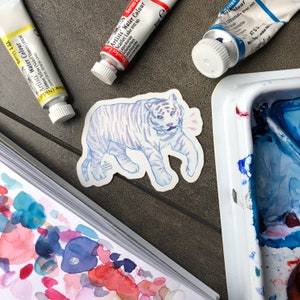 Aquarel witte tijger sticker