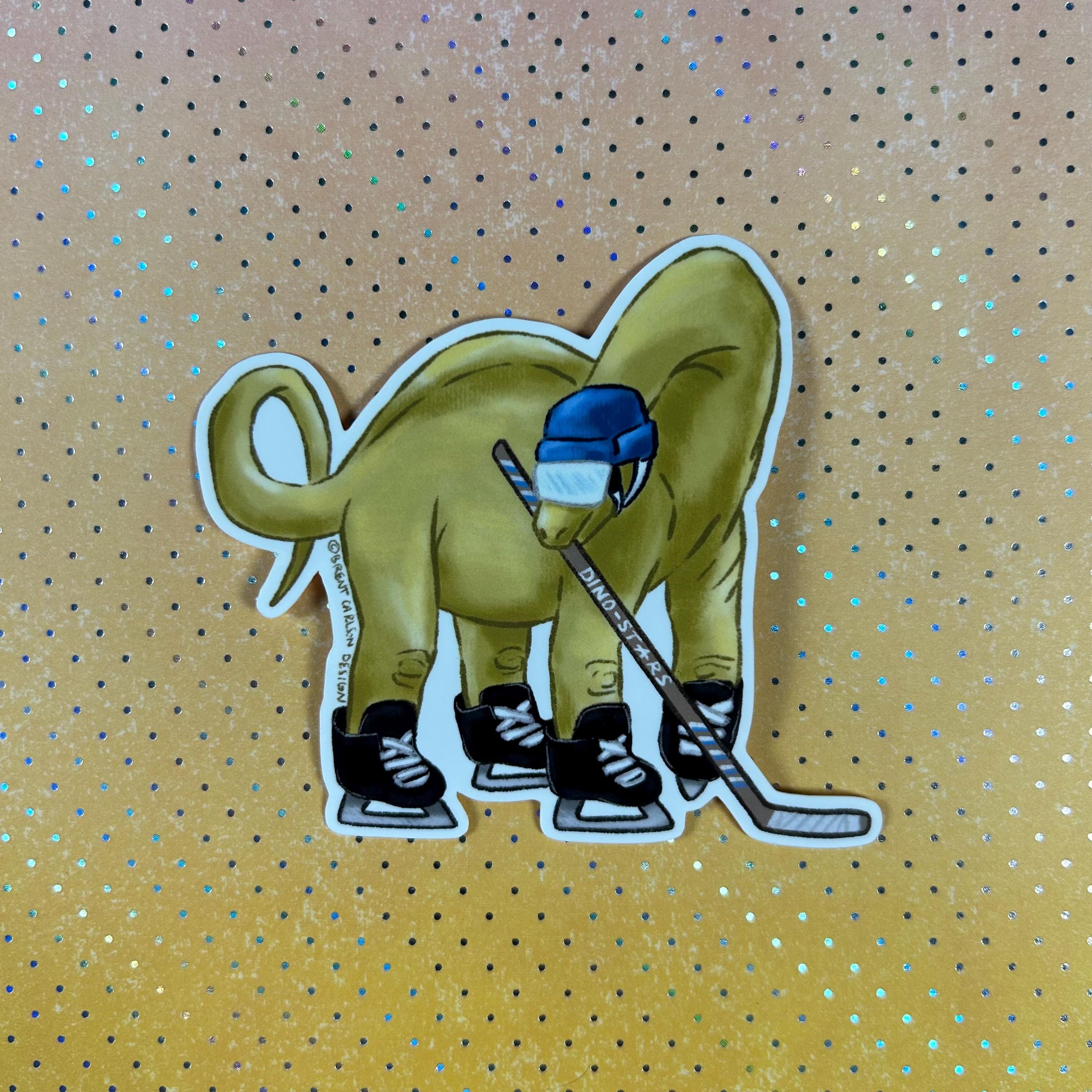 Brontosaurus Hockey Vinyl Sticker - Etsy
