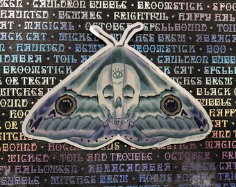 Memento Mori moth vinyl sticker