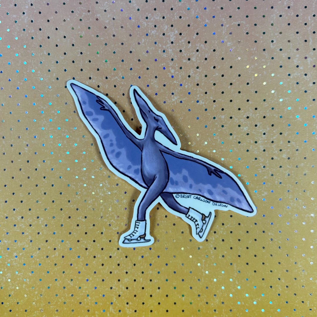 Pterodactyl Ice Skating Vinyl Sticker - Etsy