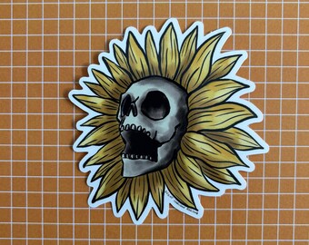 Skull flower vinyl sticker
