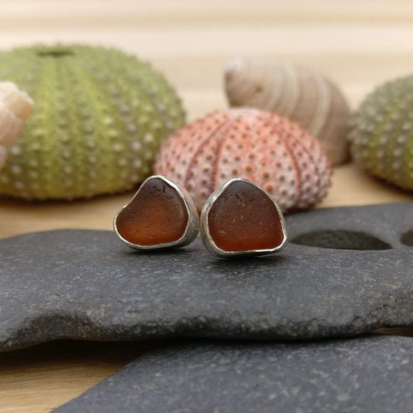 Scottish Amber Sea Glass Earrings