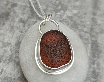 Brown Welsh Sea Glass Secret Heart Pendant