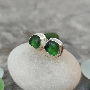 Pendientes de plata y cristal marino Seaham verde
