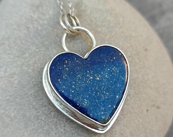 Lapis Lazuli and Silver Heart Pendant