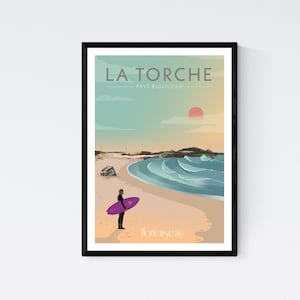 Poster La Torche - Pays bigouden - surf spot - Bretagna - A2 // Illustrazione - Decorazione - Arte murale - Ortensia