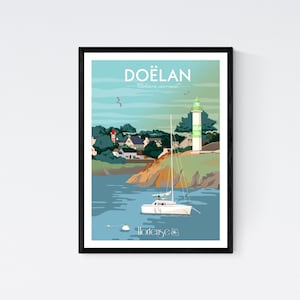 Cartel Port de Doëlan - Clohars Carnoët - Bretaña - A2 // Ilustración - Decoración - Arte mural - Hortense