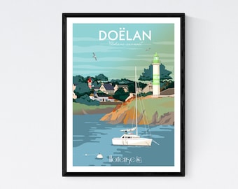 Poster Port de Doëlan - Clohars Carnoët - Brittany - A2 // Illustration - Decoration - Wall art - Hortense