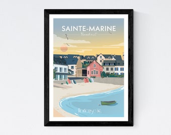 Poster Sainte Marine - Combrit - Brittany - A2 // Illustration - Decoration - Wall art - Hortense