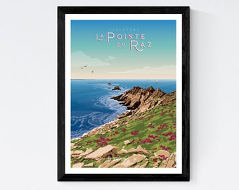 Poster Pointe du Raz - Finistère - Brittany - A2 // Illustration - Decoration - Wall art - Hortense