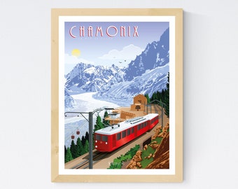 Poster Chamonix – The Sea of Ice - Savoie - A2 // Illustration - Decoration - Wall art - Hortense