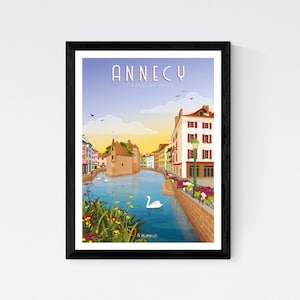 Poster Annecy – The Thiou Canal - Savoie - A2 // Illustration - Decoration - Wall art - Hortense