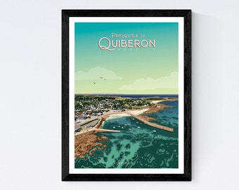 Poster Portivy - Presqu'île de Quiberon - A2 // Illustration - Decoration - Wall art - Hortense