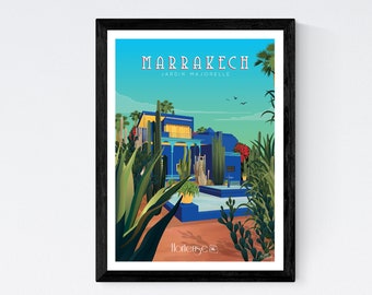 Poster Marrakech - Majorelle Garden - Morocco - A2 // Illustration - Decoration - Wall art - Hortense