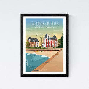 Cartel Larmor-Plage - Port du Kernével - Bretaña - A2 // Ilustración - Decoración - Arte mural - Hortense