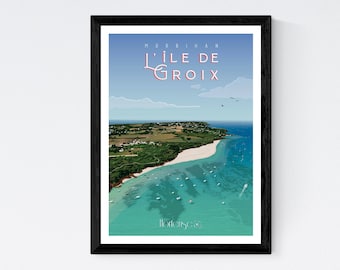 Poster Groix Island - Brittany - A2 // Illustration - Decoration - Wall art - Hortense