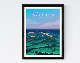 Affiche Les Glénan - Bretagne - A2 // Illustration - Décoration - Art mural - Hortense