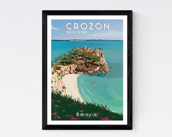 Crozon poster - Beach of the virgin island - Brittany - A2 // Illustration - Decoration - Wall art - Hortense