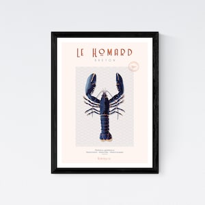 Breton Lobster Poster - A2 // Illustration - Decoration - Wall Art - Hortense