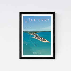 Poster Île-Tudy - Bretagna - A2 // Illustrazione - Decorazione - Arte murale - Ortensia