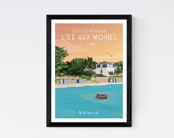 Poster Île aux Moines - Gulf of Morbihan - Brittany - A2 // Illustration - Decoration - Wall art - Hortense