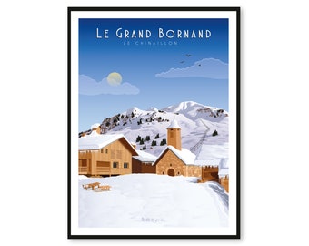 Poster Le Grand-Bornand - Le Chinaillon - Haute-Savoie - A2 // Illustration - Decoration - Wall art - Hortense