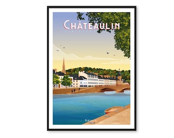 Affiche Châteaulin - Finistère - A2 // Illustration - Décoration - Art mural - Hortense