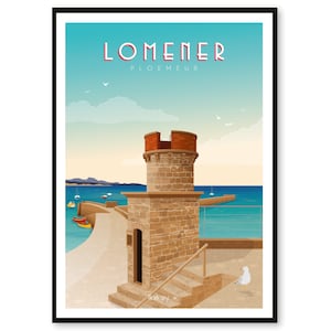 Poster Lomener - Ploemeur - Brittany - A2 // Illustration - Decoration - Wall art - Hortense