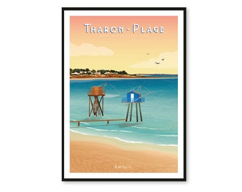 Poster Tharon-Plage - Saint Michel chef chef - A2 // Illustration - Decoration - Wall art - Hortense