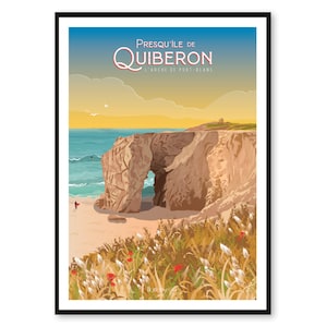 Poster Presqu'Île de Quiberon - L'Arche de Port-Blanc - Bretanha - A2 // Ilustração - Decoração - Arte de parede - Hortense