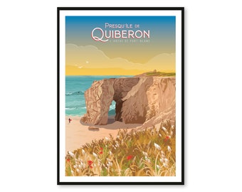 Poster Presqu'Île de Quiberon - L'Arche de Port-Blanc - Bretagne - A2 // Illustration - Decoration - Wall art - Hortense