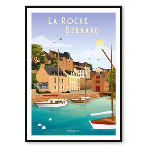 Poster La Roche-Bernard - Morbihan - Bretanha - A2 // Ilustração - Decoração - Arte de parede - Hortense
