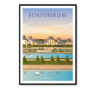 Poster O Castelo de Fontainebleau visto dos jardins - A2 // Ilustração - Decoração - Arte de parede - Hortense