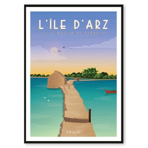 Cartel La Isla de Arz - El molino de Berno - Bretaña - A2 // Ilustración - Decoración - Arte mural - Hortense