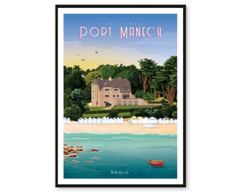 Poster Port Manec'h - Finistère - Brittany - A2 // Illustration - Decoration - Wall art - Hortense