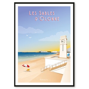 Poster Les Sables-d'Olonne - The Clock - Pays-de-la-Loire - A2 // Illustration - Decoration - Wall art - Hortense