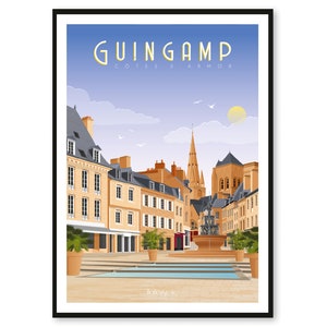 Poster Guingamp - Côtes d&#39;Armor - Brittany - A2 // Illustration - Decoration - Wall art - Hortense