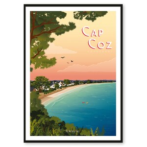 Cartel Cap Coz - Fouesnant - Bretaña - A2 // Ilustración - Decoración - Arte mural - Hortense