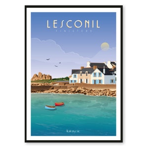 Poster Lesconil - Finistère - Bretanha - A2 // Ilustração - Decoração - Arte de parede - Hortense