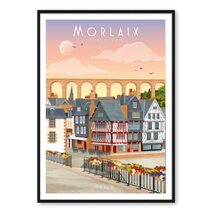 Poster Morlaix - Finistère - A2 // Illustration - Decoration - Wall art - Hortense